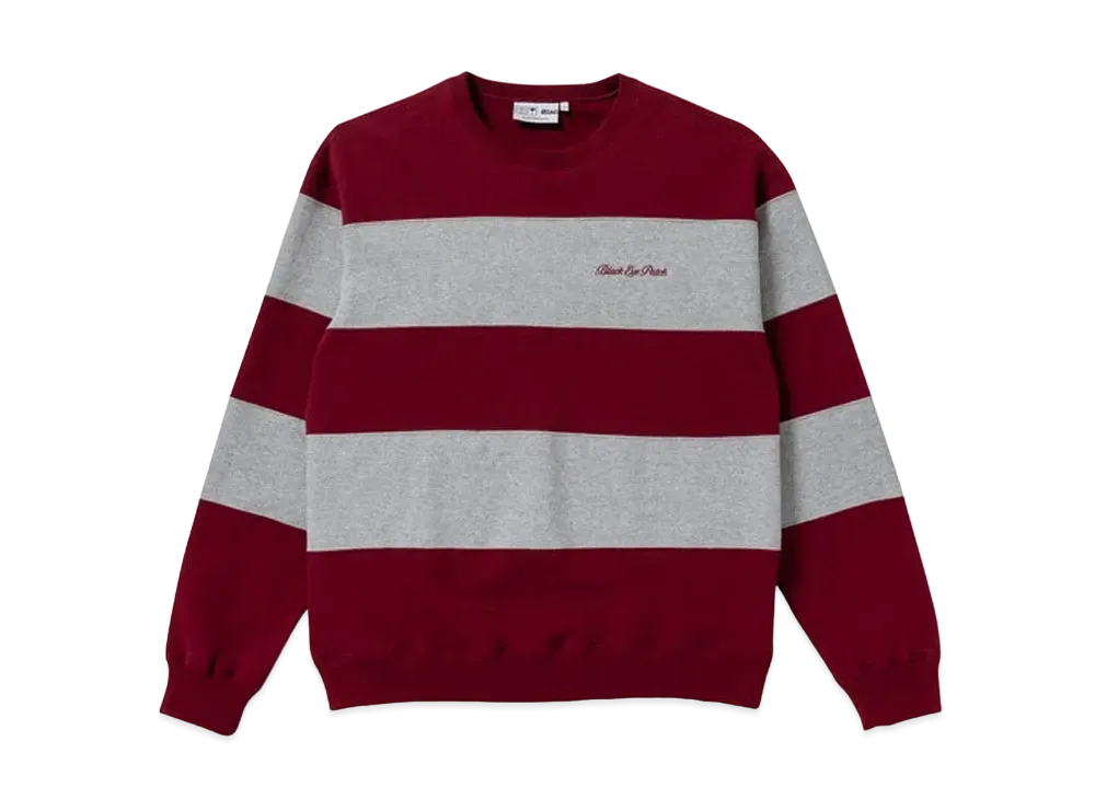 BlackEyePatch ROYAL SCRIPT BORDERED CREW SWEAT "Burgundy/H.Gray"
