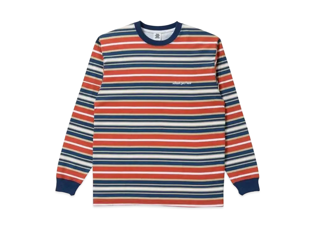 BlackEyePatch ROYAL SCRIPT BORDERED L/S TEE "Blue/Red"