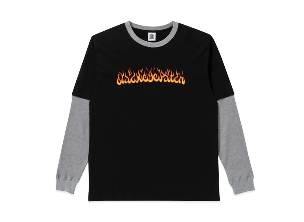 BlackEyePatch FLAMES LAYERED L/S TEE "Black"