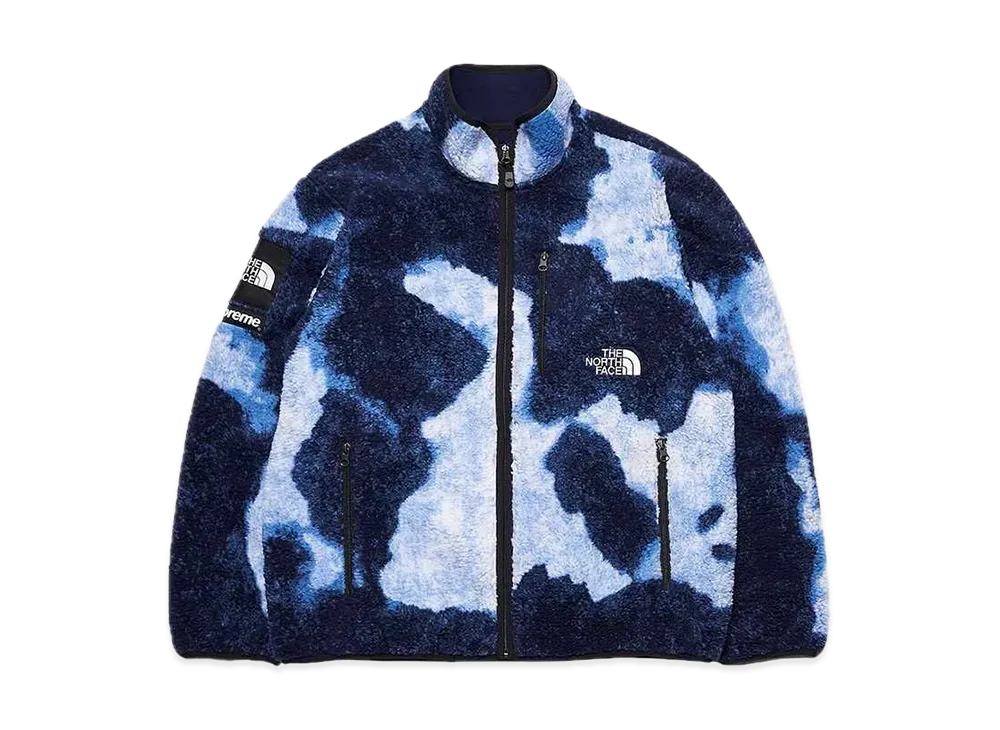 Supreme x The North Face Bleached Denim Print Fleece Jacket "Indigo"