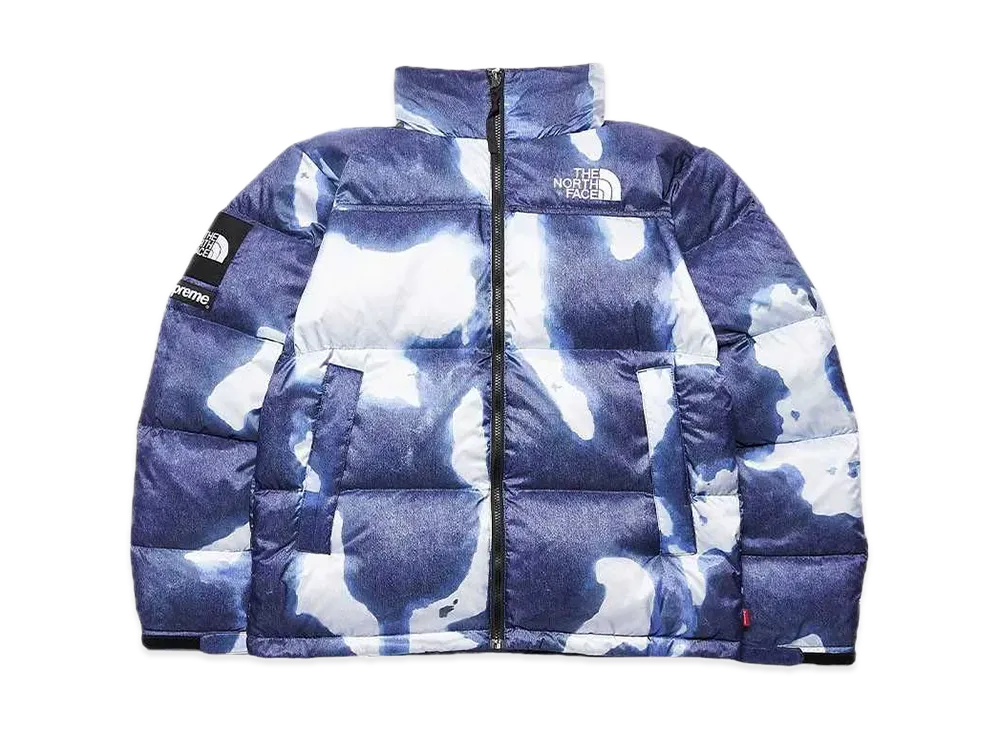 Supreme x The North Face Bleached Denim Print Nuptse Jacket "Indigo"