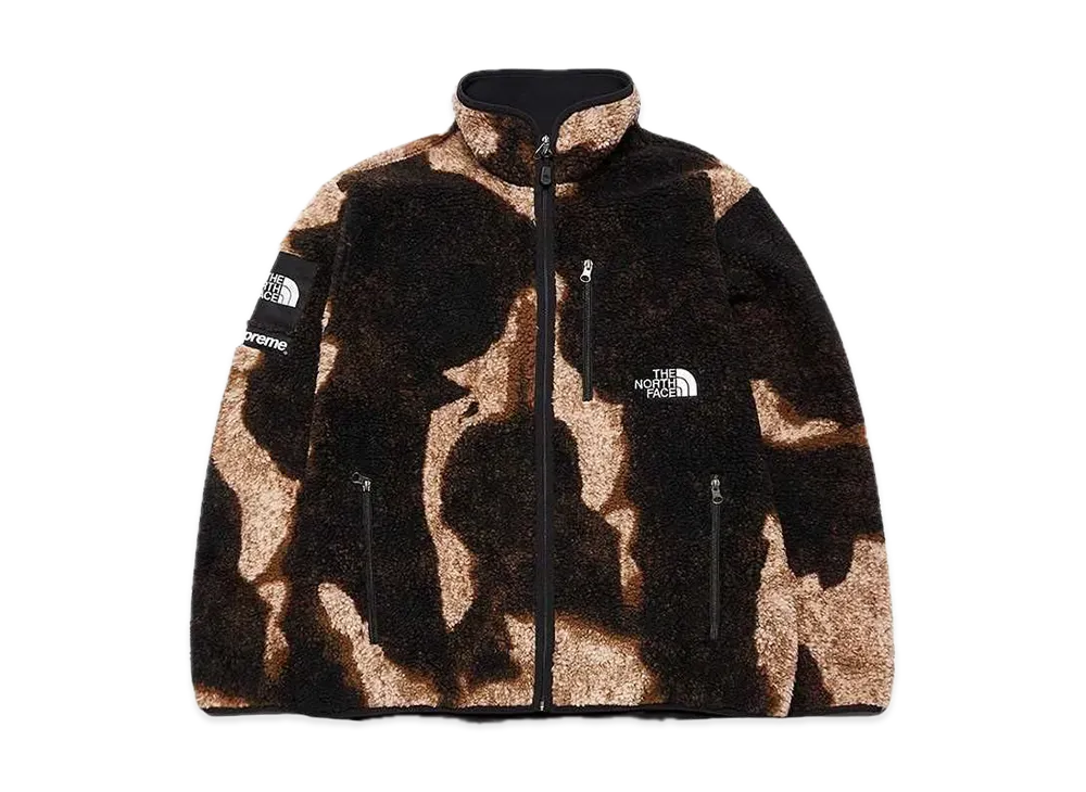 Supreme x The North Face Bleached Denim Print Fleece Jacket "Black"