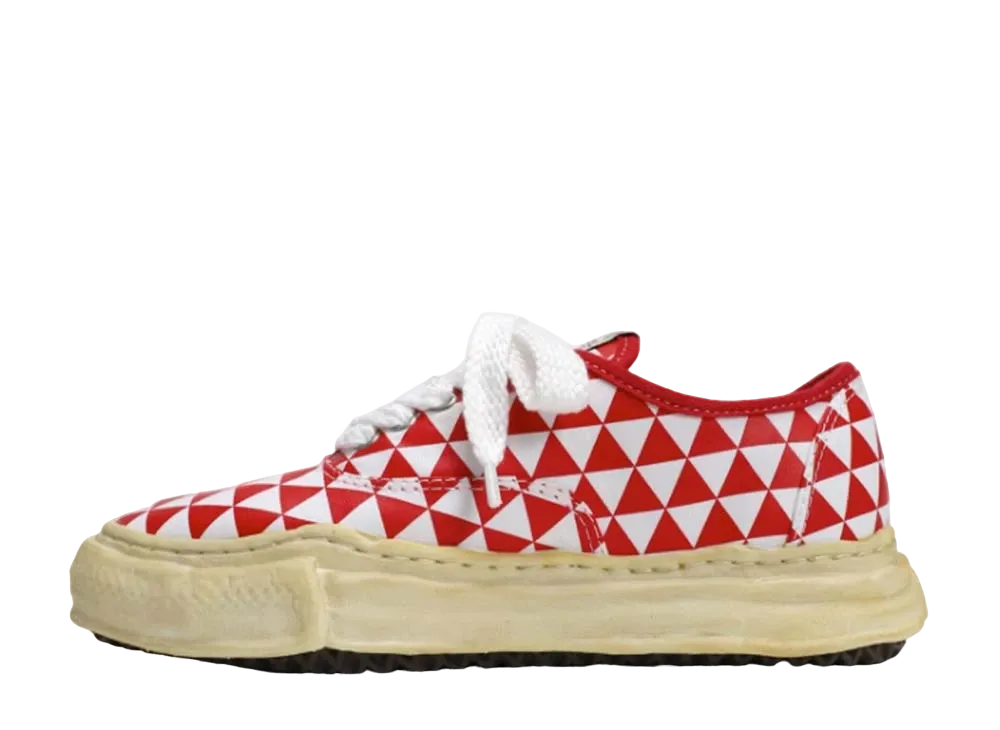 メゾンミハラヤスヒロ "ベイカー" OD OG ソール プリント キャンバス ロートップ スニーカー "レッド"