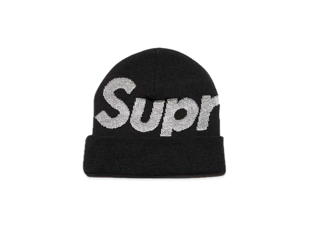 Supreme Reflective Big Logo Beanie "Black"