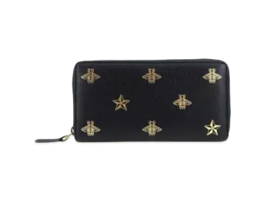 GUCCI Bee and Star Zip Around Wallet "Black"