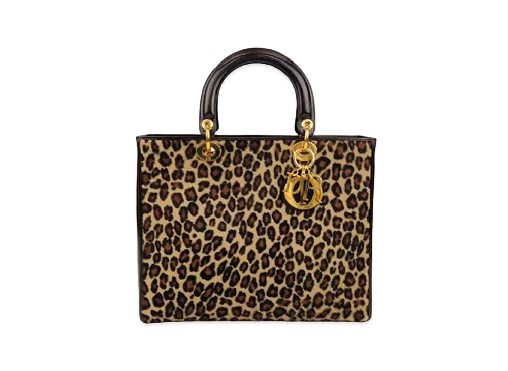 Dior Lady Dior Leopard Tote Bag "Brown"