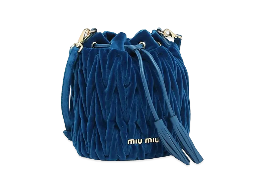 MiuMiu Matterasse Velvet Bucket bag "Blue"