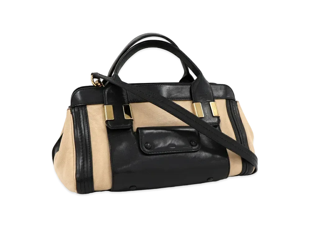 Chloe 2WAY Shoulder Bag Alice "Beige/Black"