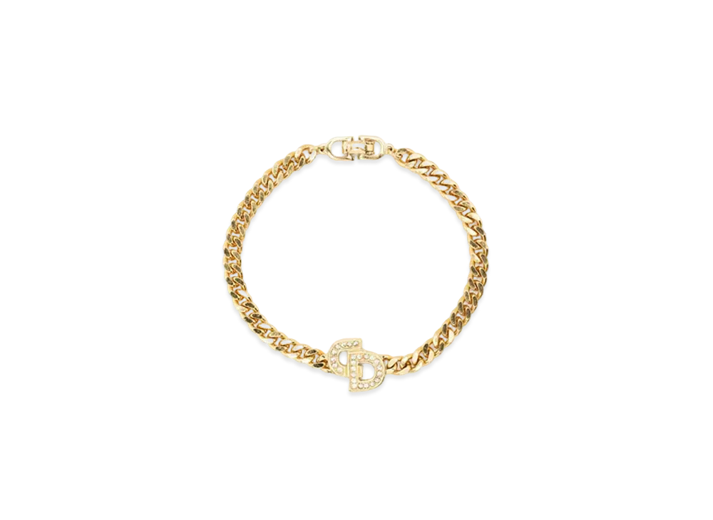Dior CD Logo Rhinestone Bracelet "Gold"