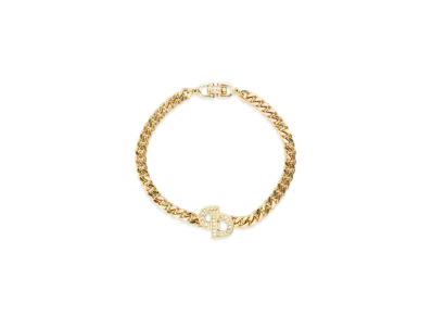 Dior CD Logo Rhinestone Bracelet "Gold"