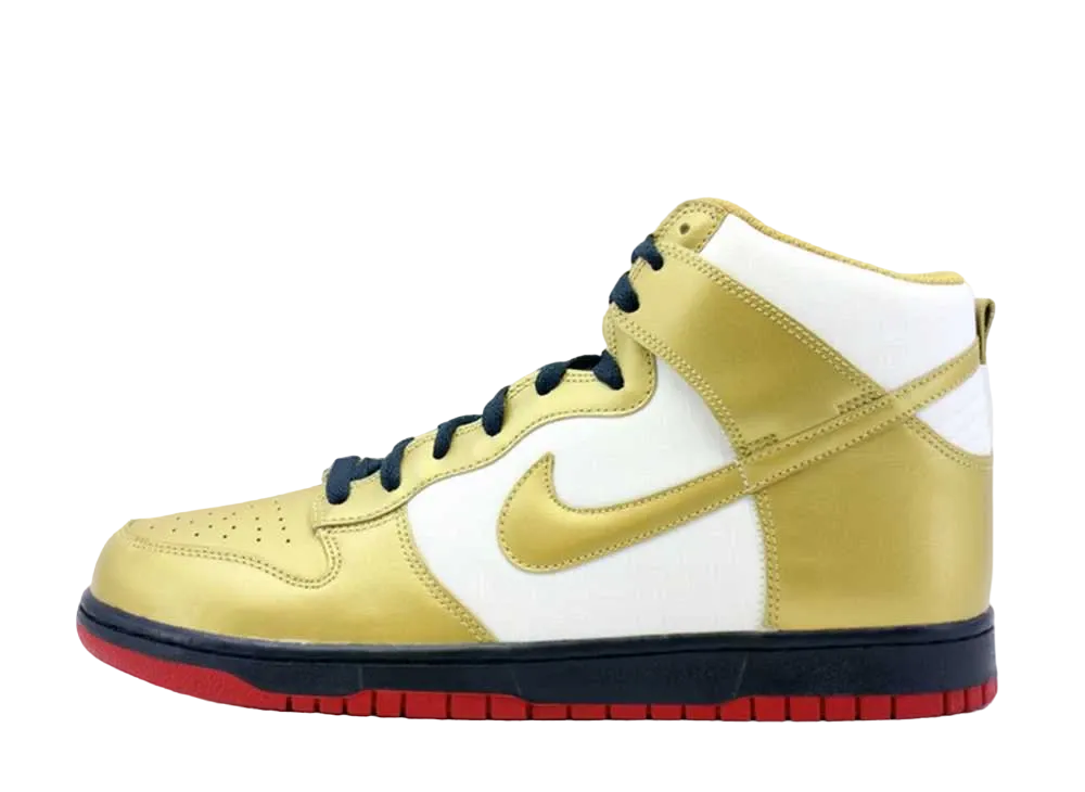 ナイキ ダンク ハイ 08 "ホワイト/メタリック ゴールド ダーク オブシディアン"