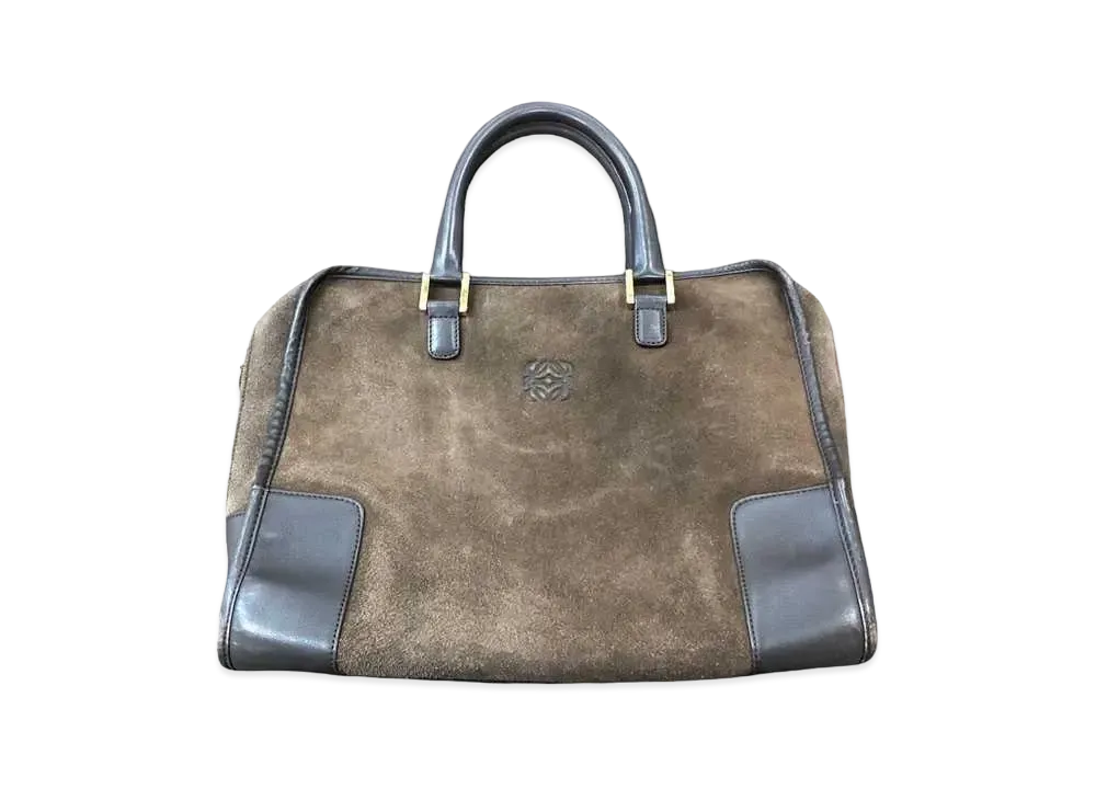 LOEWE Anagram Suede Hand Bag "Brown/Black"