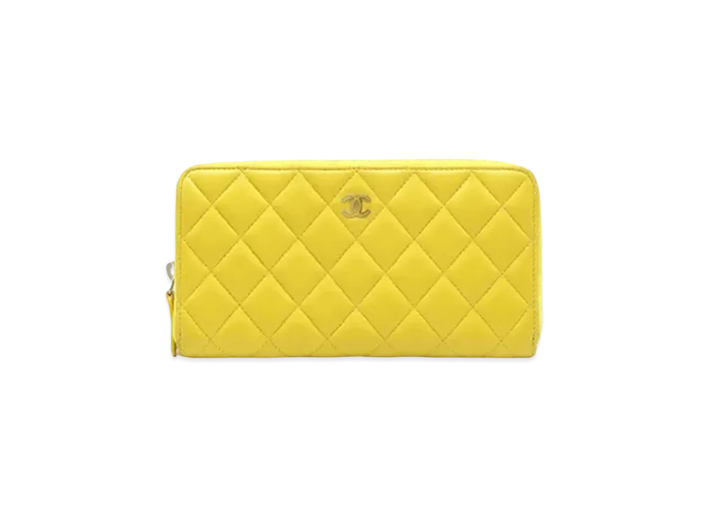 CHANEL Matelasse Zip Around Wallet "Yellow"