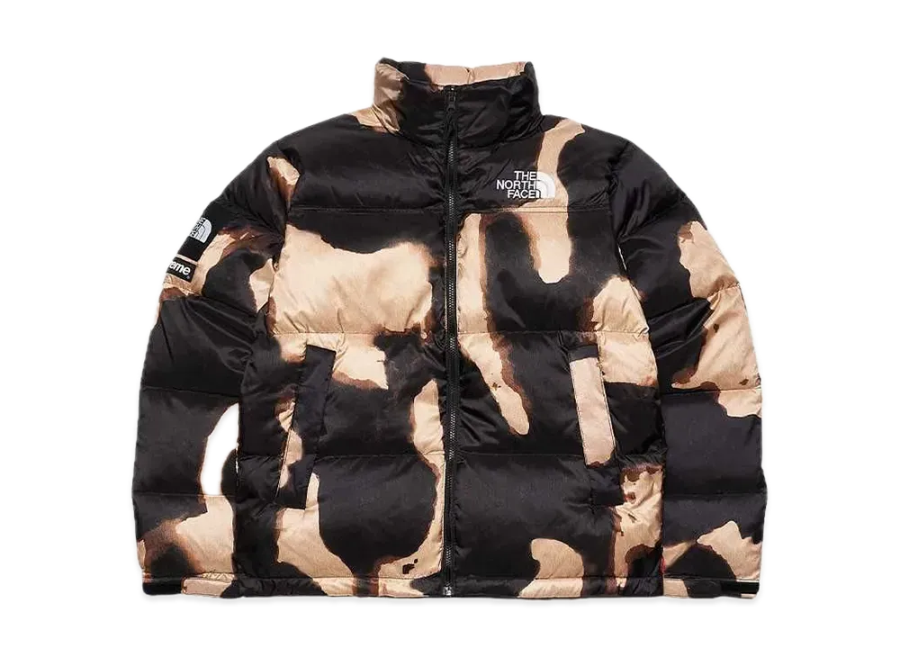 Supreme x The North Face Bleached Denim Print Nuptse Jacket "Black"