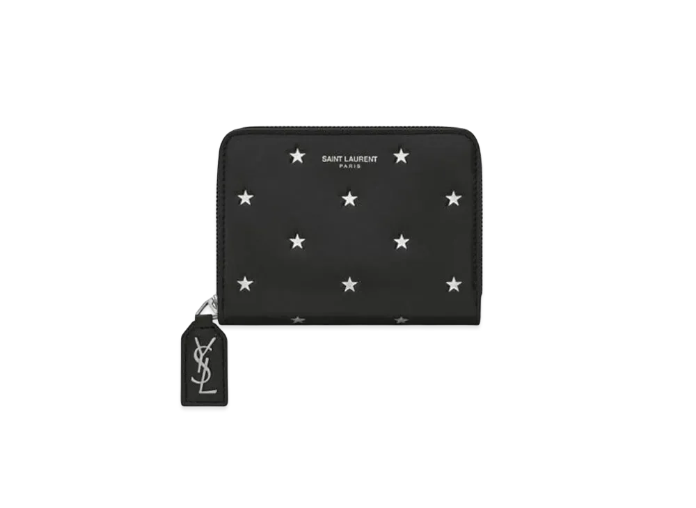 サンローラン スター レザー コンパクト ウォレット "ブラック"