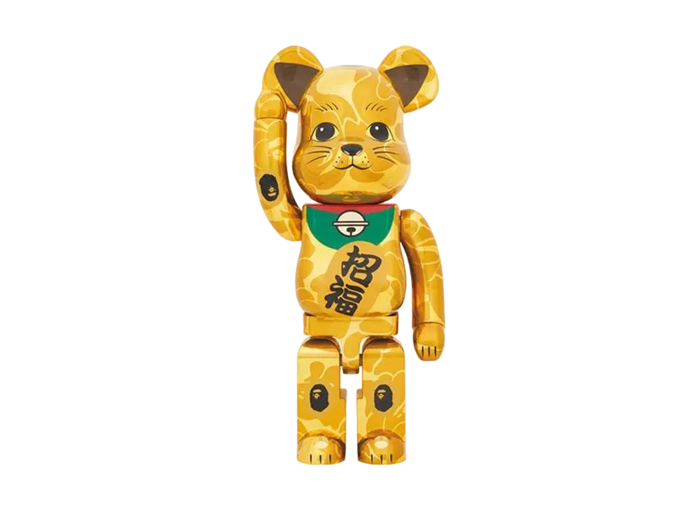Bearbrick BAPE® Maneki Neko Gold Plate 1000%