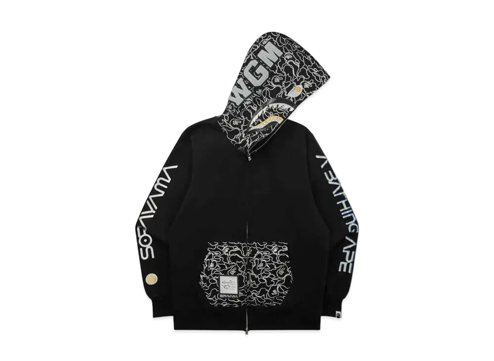 A BATHING APE X HAJIME SORAYAMA SHARK FULL ZIP HOODIE "Black"