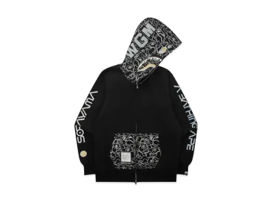 A BATHING APE X HAJIME SORAYAMA SHARK FULL ZIP HOODIE "Black"