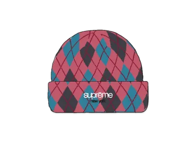 Supreme Argyle Cashmere Beanie "Dusty Magenta"
