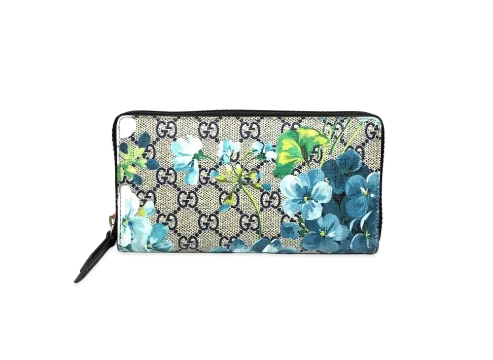 グッチ GGブルームス スプリーム ジップ ラウンド ウォレット "ブルー"