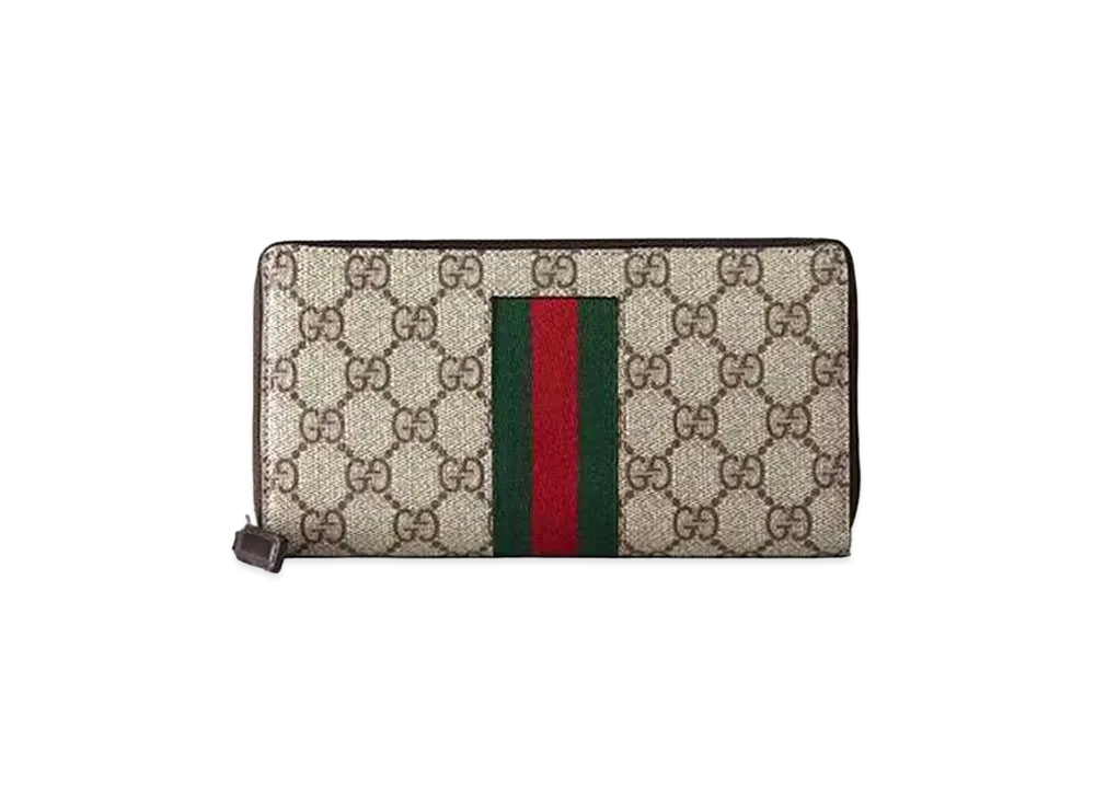 GUCCI GG Supreme Web Zip Around Wallet