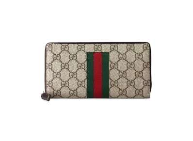 GUCCI GG Supreme Web Zip Around Wallet
