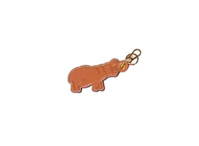 LOEWE Noah’s Ark Hippopotamus Key Ring "Brown/Blue"