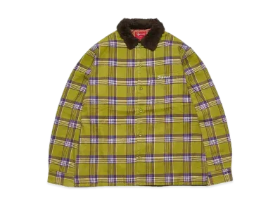 Supreme Faux Fur Collar Flannel Shirt "Bright Olive"