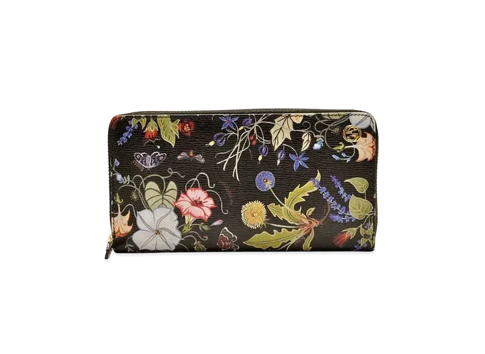 GUCCI Chris Night Flora Print Zip Around Wallet