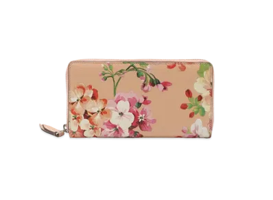 GUCCI Flower Zip Around Wallet "Pink Beige"