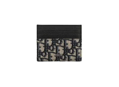Dior Oblique Jacquard and Grained Calfskin Card Holder "Beige/Black"