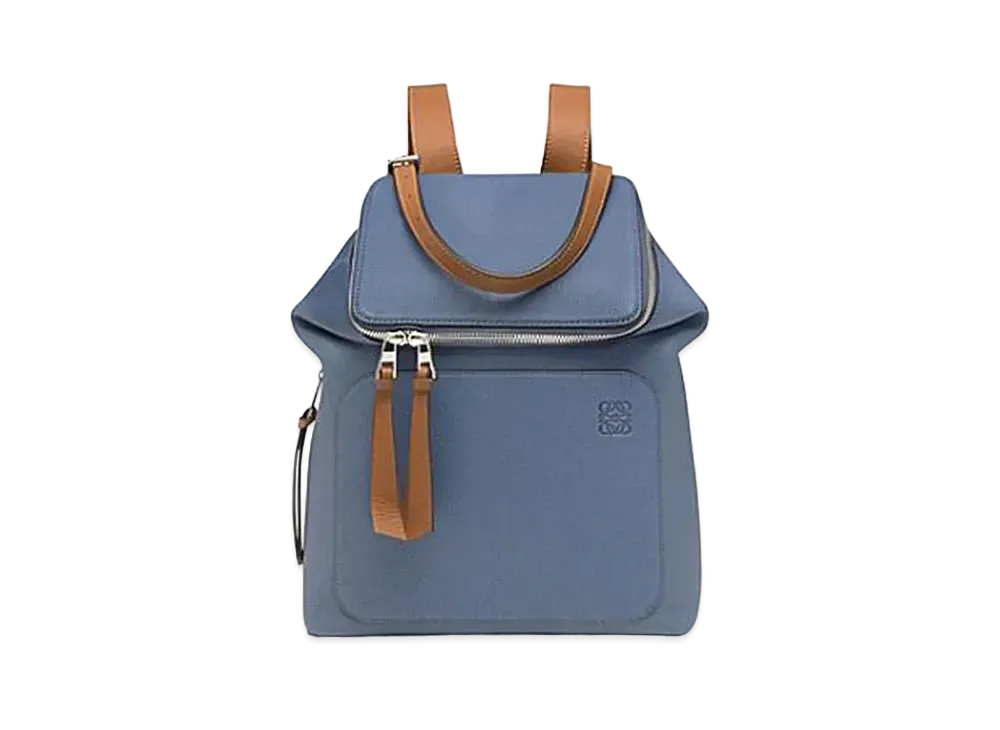 LOEWE Goya Leather Backpack "Blue/Tan"