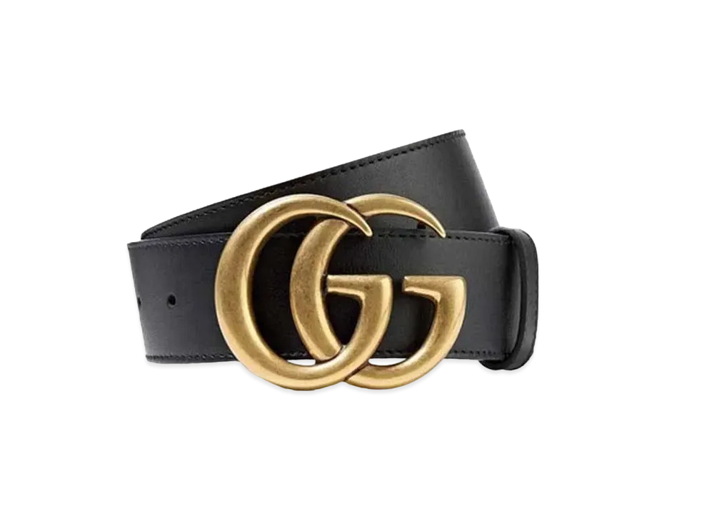 Gucci Double G Buckle Leather Belt ”Black/Gold”