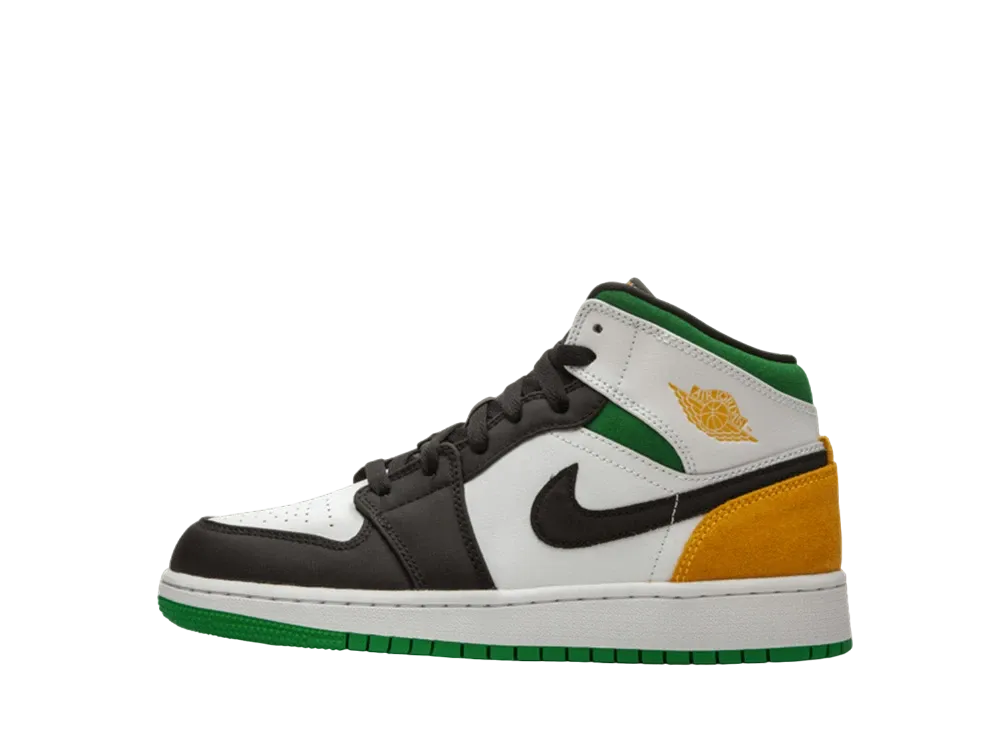 ナイキ GS エアジョーダン1 ミッド SE "ホワイトレーザーオレンジ ラッキーグリーン"