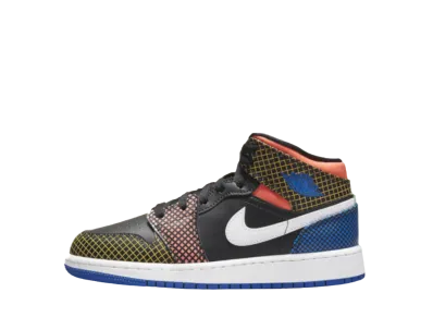 Nike GS Air Jordan 1 Mid "MMD Multi-Color Grid"