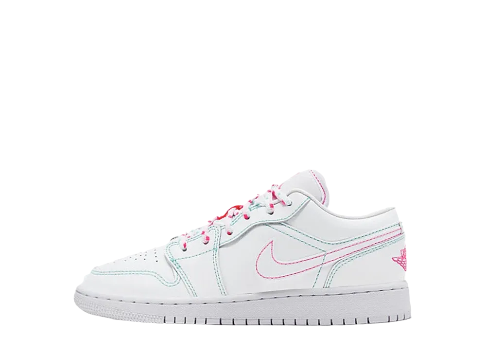 ナイキ GS エアジョーダン1 ロー "ホワイト/グリーン/ピンク"