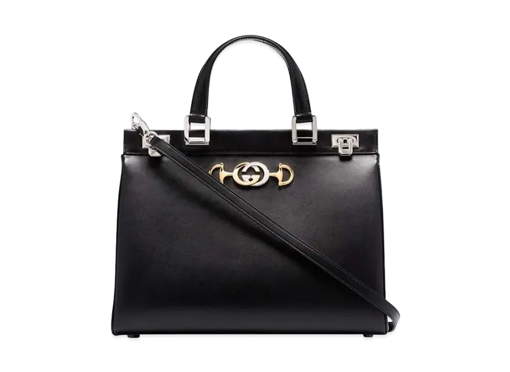 ■GUCCI（グッチ）美品 /ナイロン×レザー/ハンドバッグ/ブラック 黒 グッチ トップハンドル バッグ ズミ スムース レザー ”ブラック
