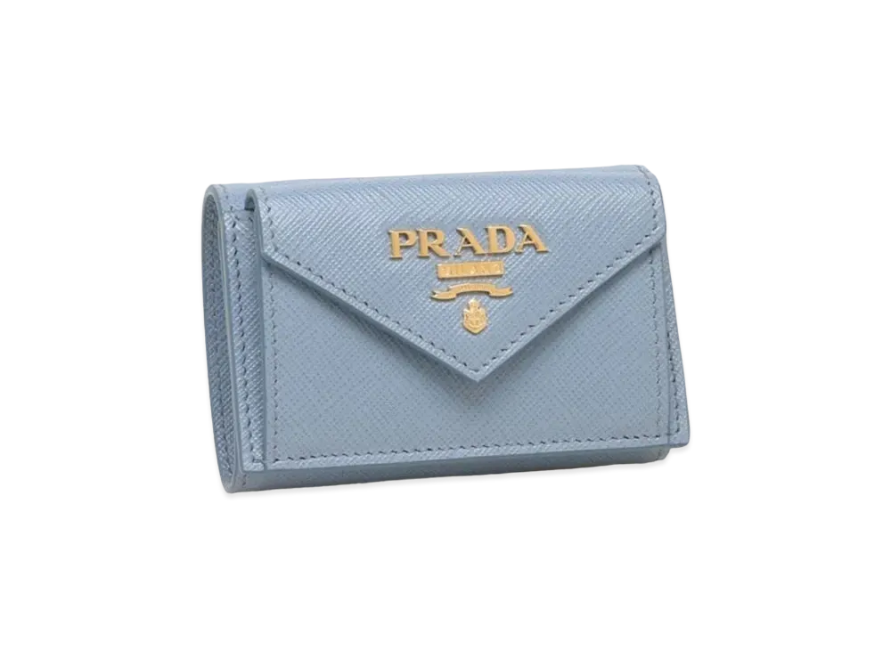 PRADA Saffiano Compact Wallet "Blue"