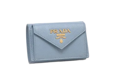 PRADA Saffiano Compact Wallet "Blue"