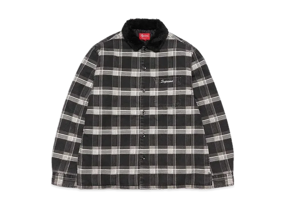 Supreme Faux Fur Collar Flannel Shirt "Black"