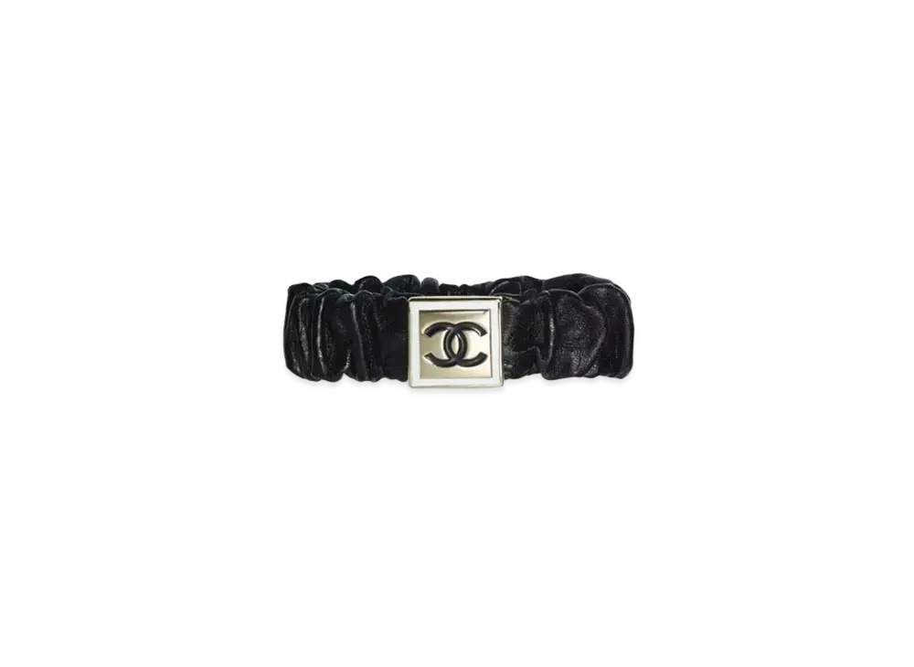 CHANEL Leather Scrunchie "Black"