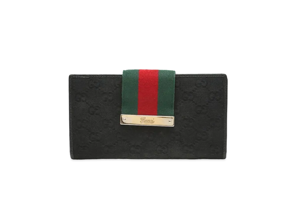 GUCCI GG Canvas Sherry Line Long Wallet