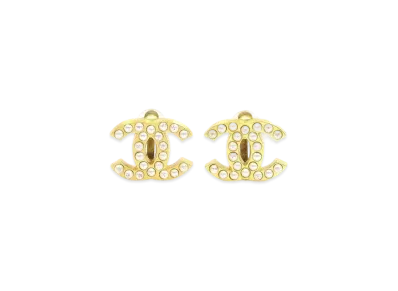 CHANEL Coco Mark Pearl Earrings "Gold"