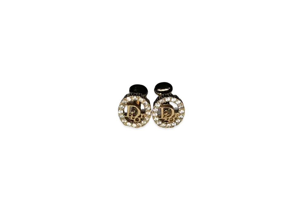 ディオール ロゴ サークル ラインストーン イヤリング "ゴールド"