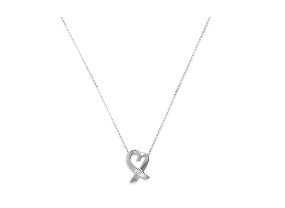 Tiffany & Co Loving Heart Necklace With One Point Diamond "Silver"