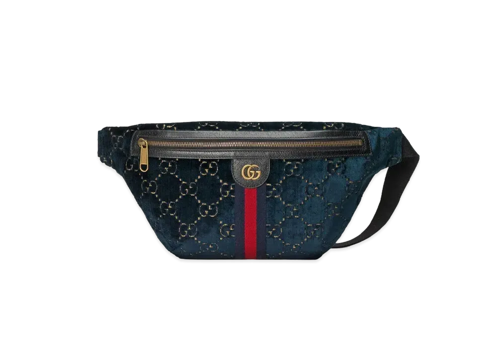 GUCCI Belt Bag GG Velvet "Blue"