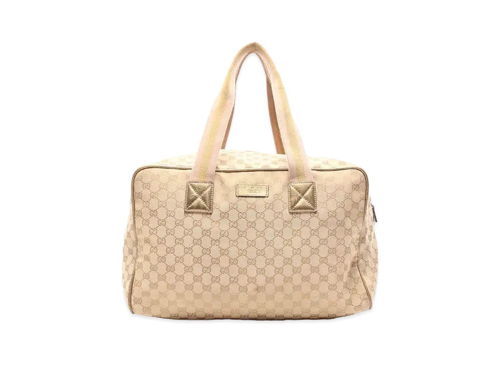 GUCCI GG Canvas Boston Bag "Beige/Gold/Pink"