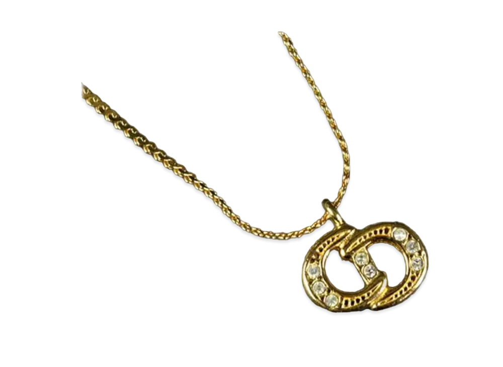Dior CD Logo Stone Necklace "Gold"