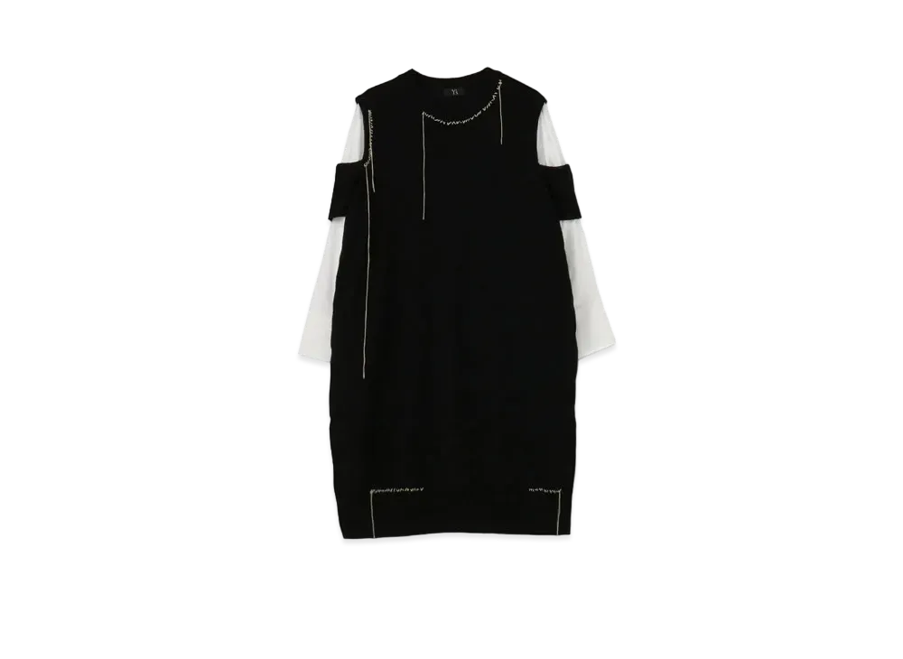 Yohji Yamamoto Y's LINEN COTTON PLAIN STITCH SHIRT SLEEVE LONG PULLOVER "Black"