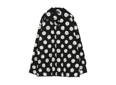 Yohji Yamamoto Y's BROAD THORNY DOT PRINT OPEN COLLAR SHIRT "White"